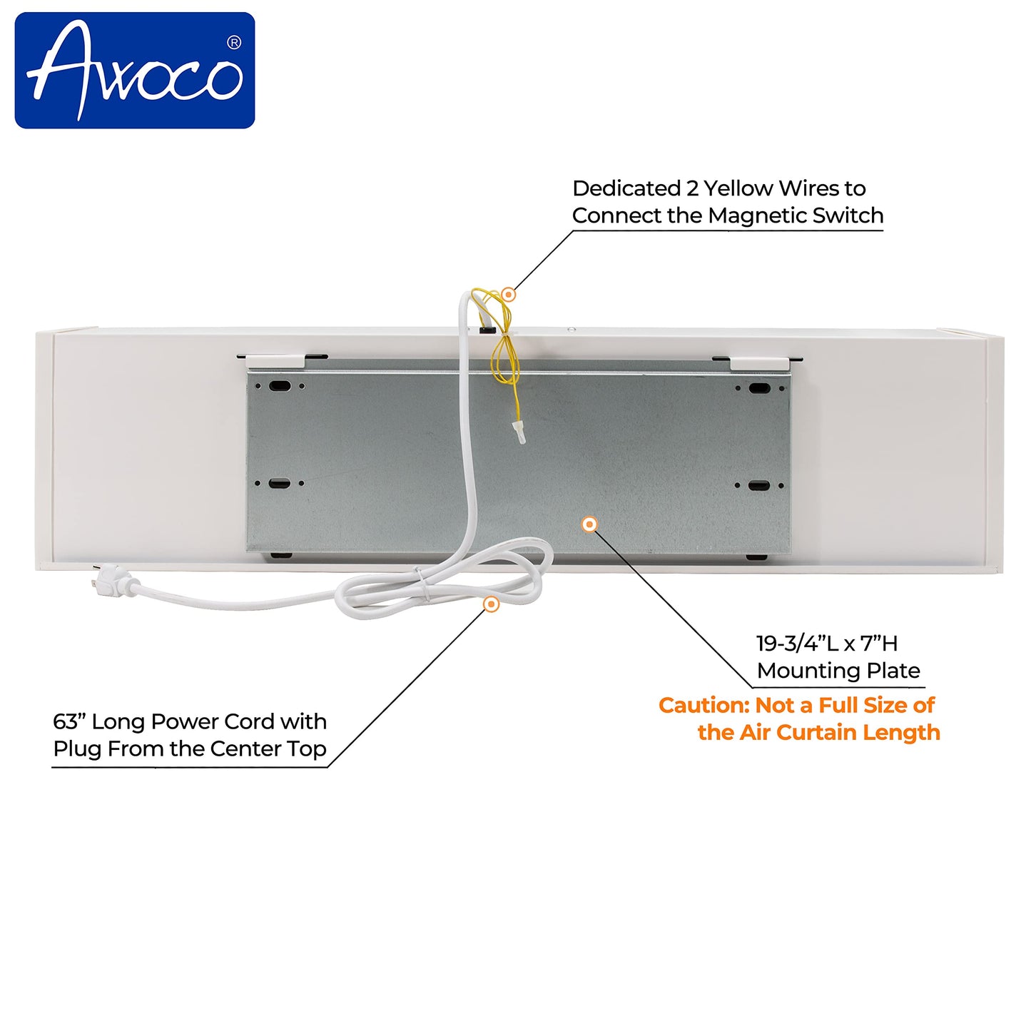Awoco 40 Fm-1210T 1250 Cfm Slim Indoor Air Curtain, Ce Certified, 120V Unheated With Remote Control And Magnetic Switch, Powerfu