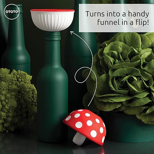 OTOTO Mushroom - Foldable Small Kitchen Funnel with Wide Mouth for Jars. Bottle Liquid Transfer - Silicone, 100% Food Safe, BPA Free, Dishwasher Safe