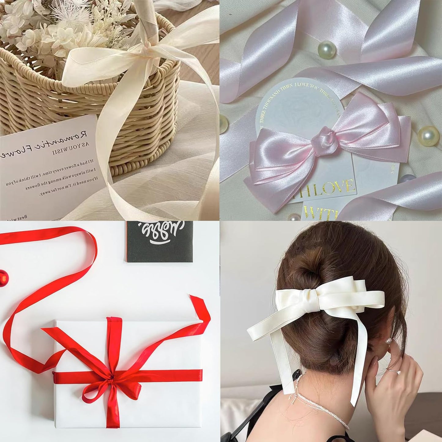 Spring Moss Satin Ribbon 7/8" X 50 Yards Solid Color Double Faced Ribbons Perfect for Crafts Wedding Decor Bow Making Arts Sewing and More