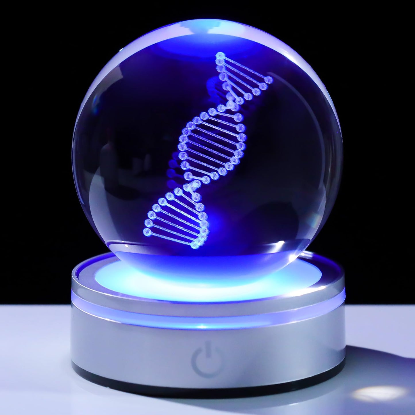 Enjinkail Dna Crystal Ball With Led Base - Unique 3D Laser Engraved Science Decor  Gift For Biology Teachers  Medical Students & Science Lovers  Classroom Lab Decor Night Light