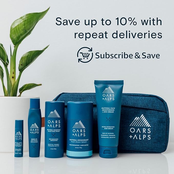 Oars + Alps Aluminum Free Deodorant for Men and Women, Dermatologist Tested and Made with Clean Ingredients, Travel Size, Bergamot Grove, 2 Pack, 2.6 Oz Each