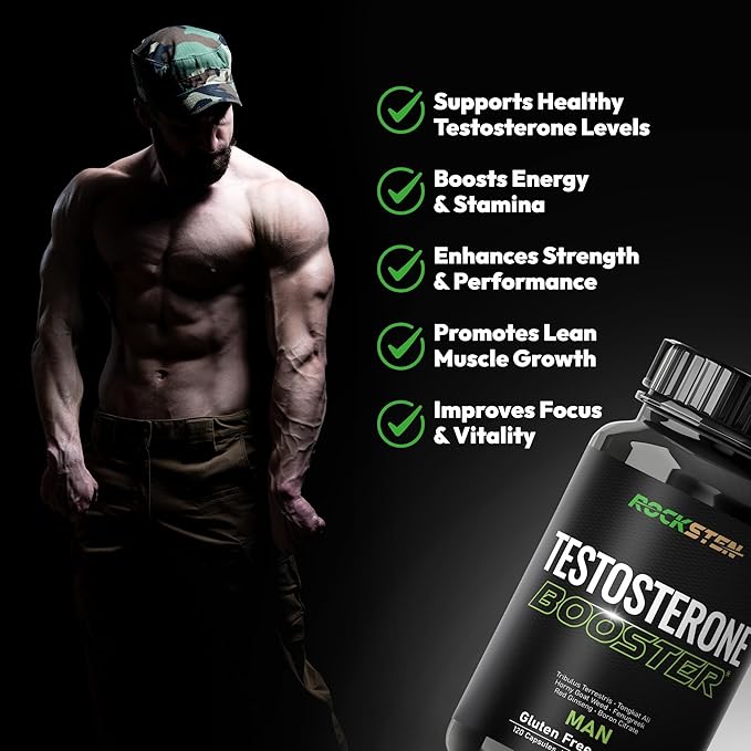 Testosterone Booster Men Supplement - Male Enhancing Support with Tribulus Terrestris Tongkat Ali Fenugreek Red Ginseng - Stamina Energy Test Boost Capsules for Muscle Growth Body Building Workout