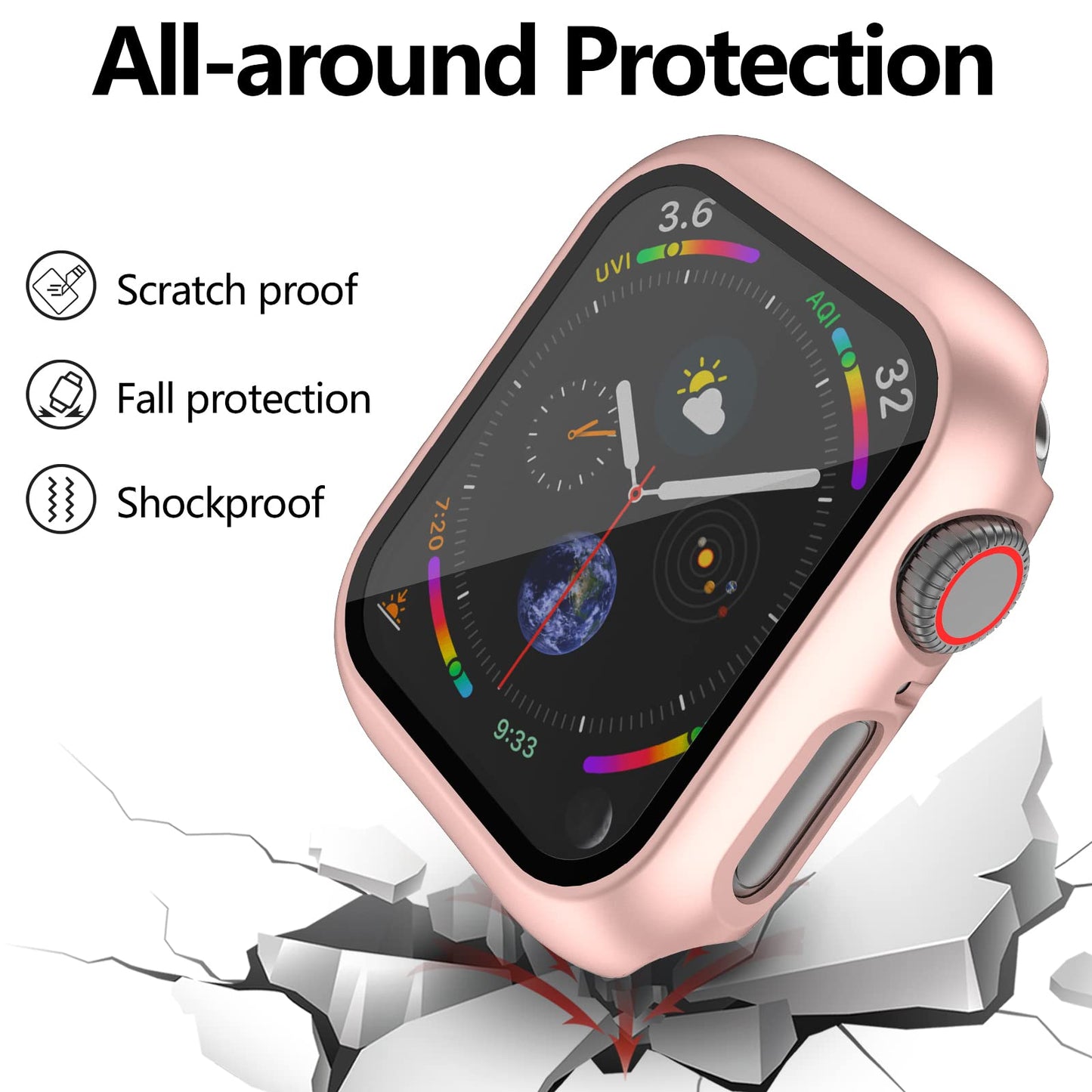 12 Pcs Jomitvp Hard Pc Case Compatible For Apple Watch Series 3/2/1 42Mm With Tempered Glass Screen Protector, All Around Protec
