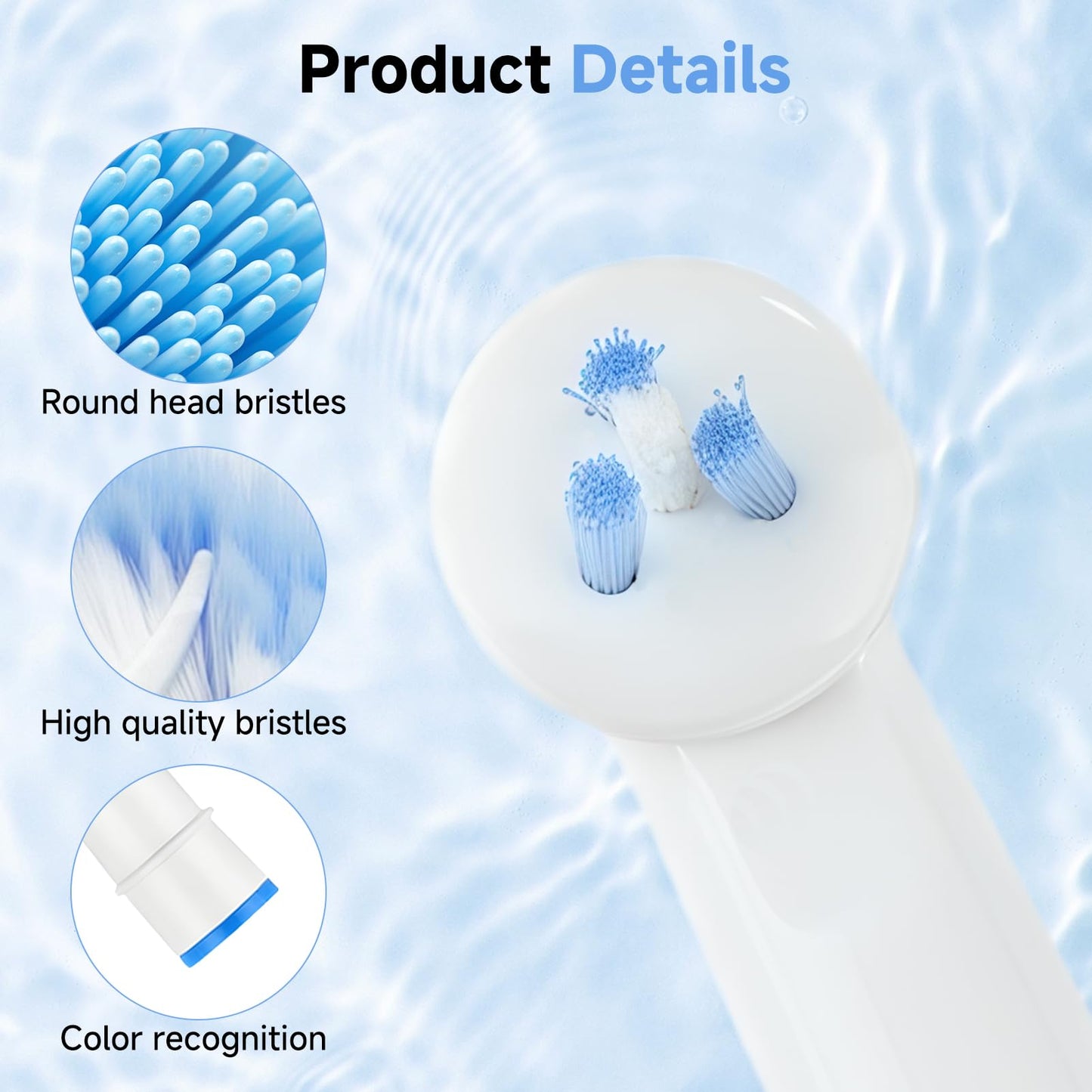 8Pcs Interspace Toothbrush Heads, Precision Clean Electric Toothbrush Head Replacement Brush Heads Compatible with Braun Oral B Electric Toothbrushes for Cleaning Crevices, Bridges and Implants