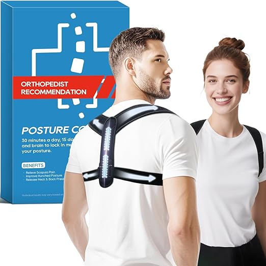 Duoorra Posture Corrector for Women and Men, Adjustable Upper & Mid Back Brace for Neck, Shoulder & Back Support, Breathab...