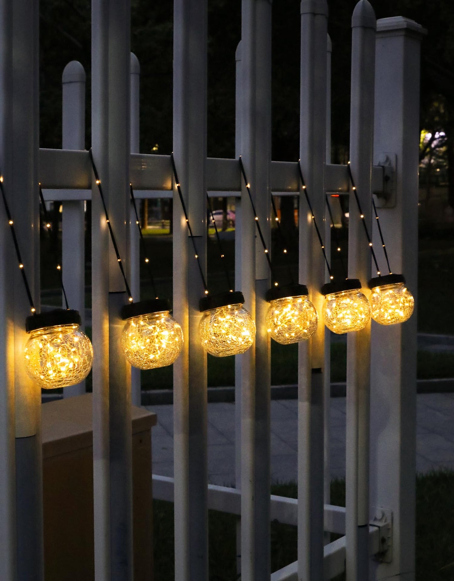 Partphoner Solar Lights Outdoor Waterproof 12-Pack  Solar Powered Hanging Lantern  ed Glass Hanging Globes For Yard Decor Christmas Decoration  Shepherd Hook  Garden Tree Table Ornaments  Warm