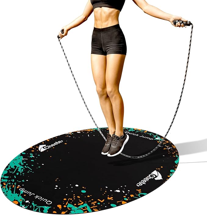 Jump Rope Mat Large Rubber Exercise Mat Workout Mats for Home Gym Flooring Non-Slip Oval Design for Floor & Rope Protection