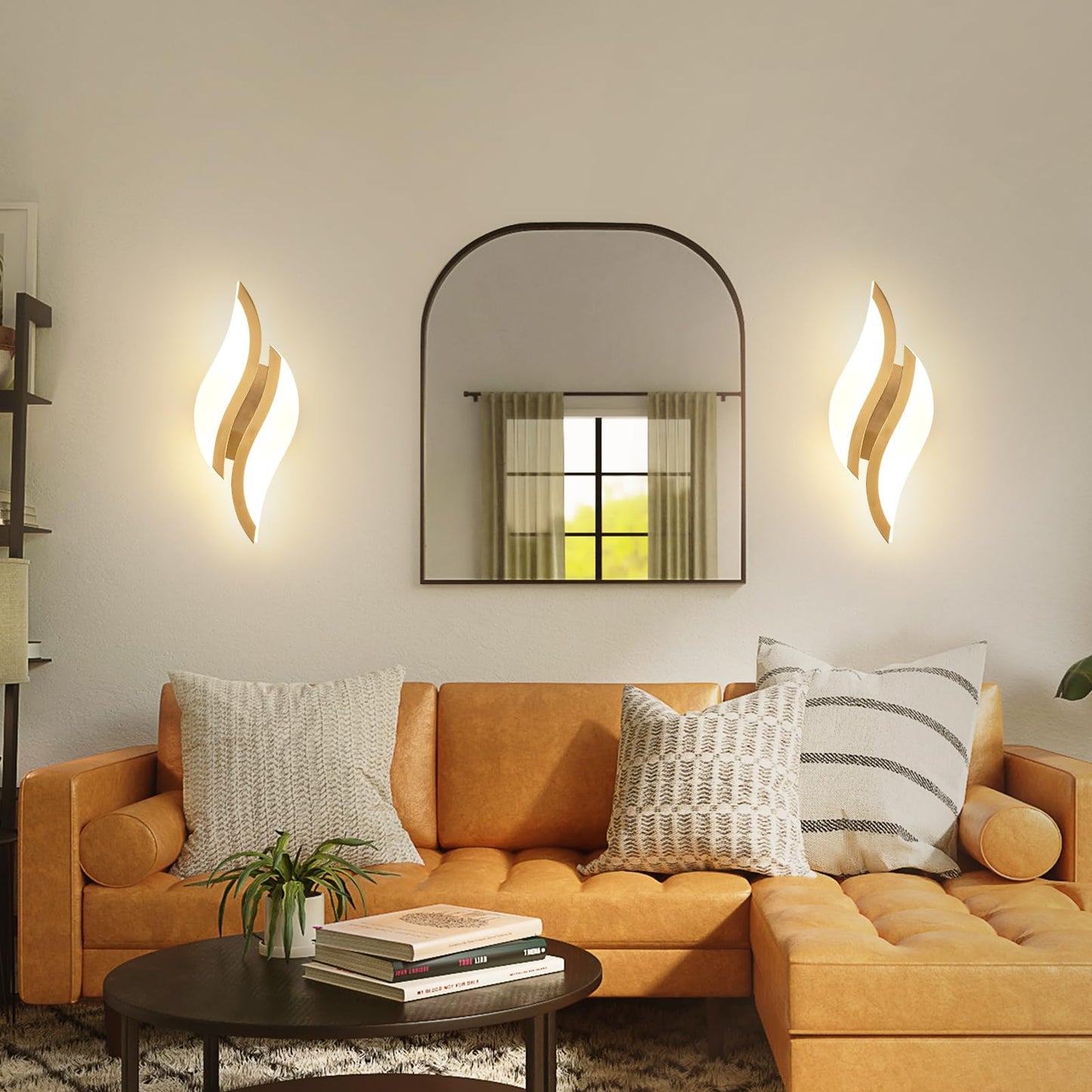 Caneoe Modern Led Wall Sconce 6000K Cold White Black Indoor Wall Light Fixtures Acrylic Wall Sconce Lighting For Living Room Bedroom Bedside Bathroom Hallway Stairway Wall Lamp (Gold  1 Pack 3000K)