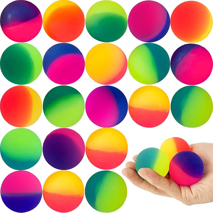 Irrmshr 18 Pcs Bouncy Balls for Kids,45 mm Jumbo Super Bouncy Balls,Rubber High Bouncing Balls in Bright Assorted Multi Co...