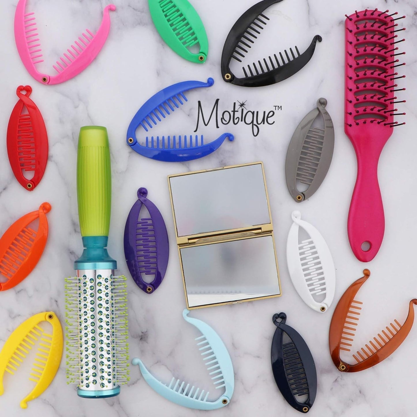 SET OF TWO Blue 3.5 Inch Mini Banana Clip Hair Clincher Rounded Edges Hair Comb
