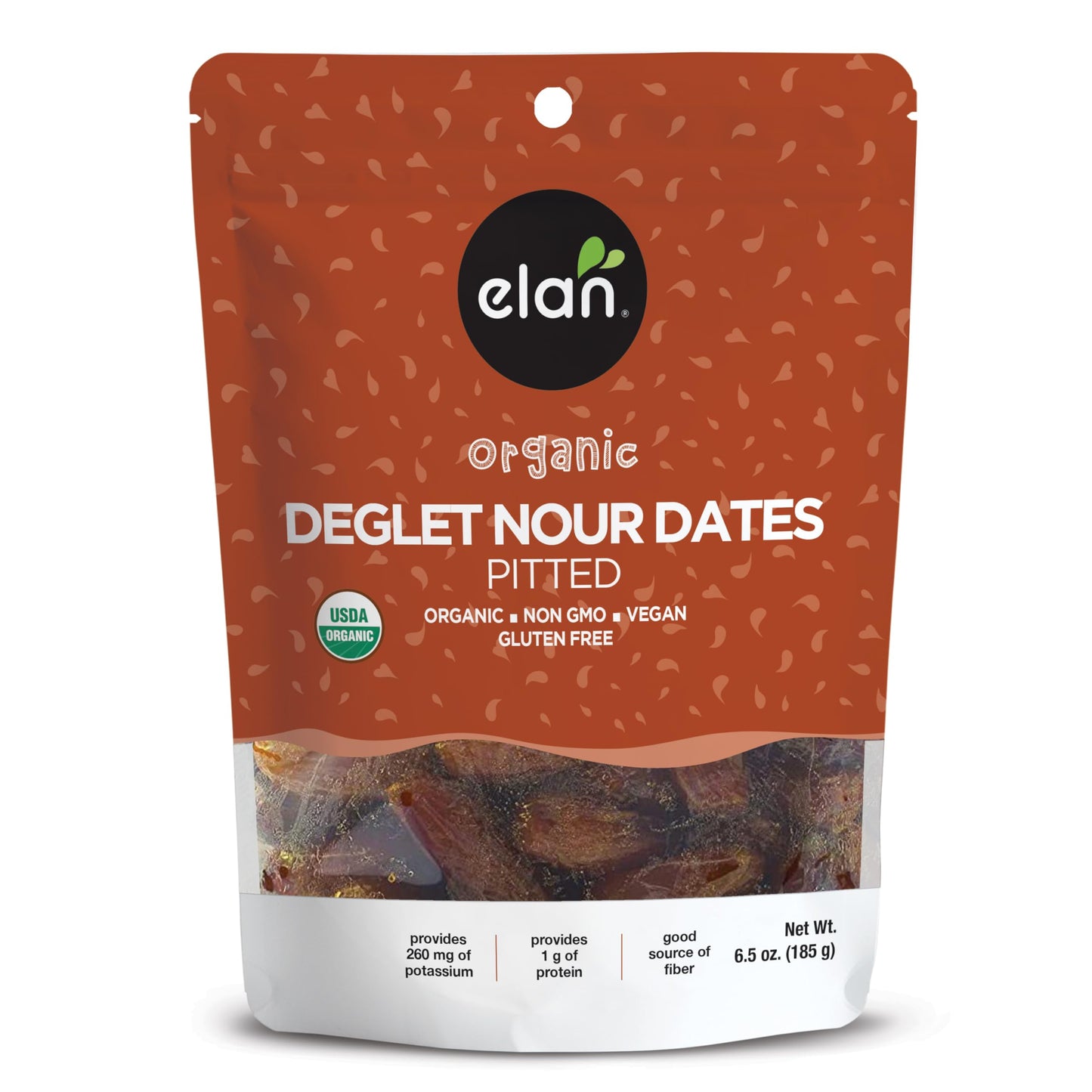 Elan Organic Pitted Dates, 6.5 oz, Naturally Sweet Dried Fruits, No Pits, No Sugar Added, No Sulphites, Non-GMO, Vegan, Gluten-F