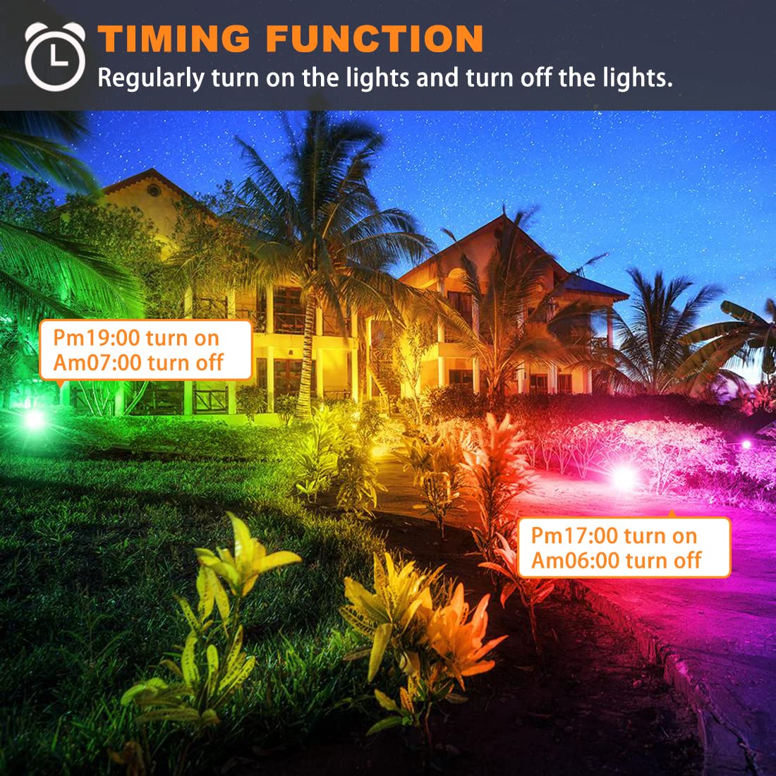 Melpo Led Flood Light 800W Equivalent 8000Lm Smart Rgb Landscape Lighting 2 Pack, Black, Ip66 Waterproof, App Control, 5700K Daylight