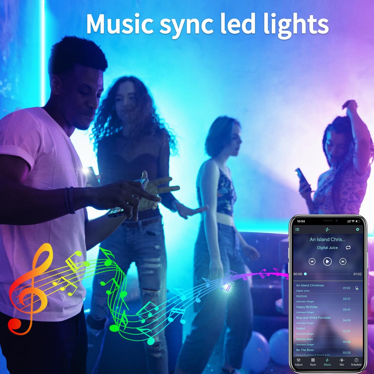 vimeepro LED Strip Lights 66ft Waterproof RGB Color Changing with App/Remote Control, Music Sync, Model vimeepro-ledFS66FT04