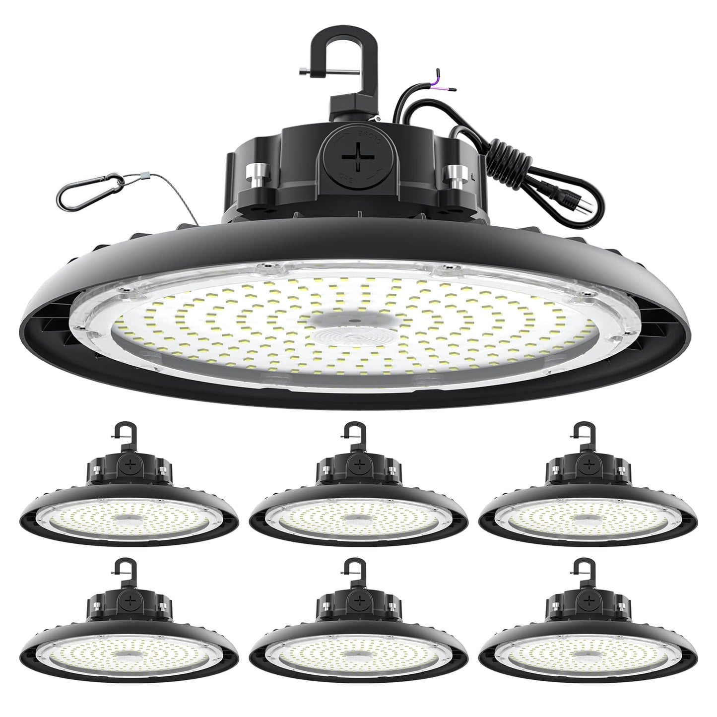 High Bay Lights Led Ufo Light 240W Led Shop Lights 6000K Ip65 Commercial Bay Lighting Fixture 43200 Lm Super Bright  5Ft Cable Plug & Play For Warehouse Factory Garage Workshop Barn 6 Pack