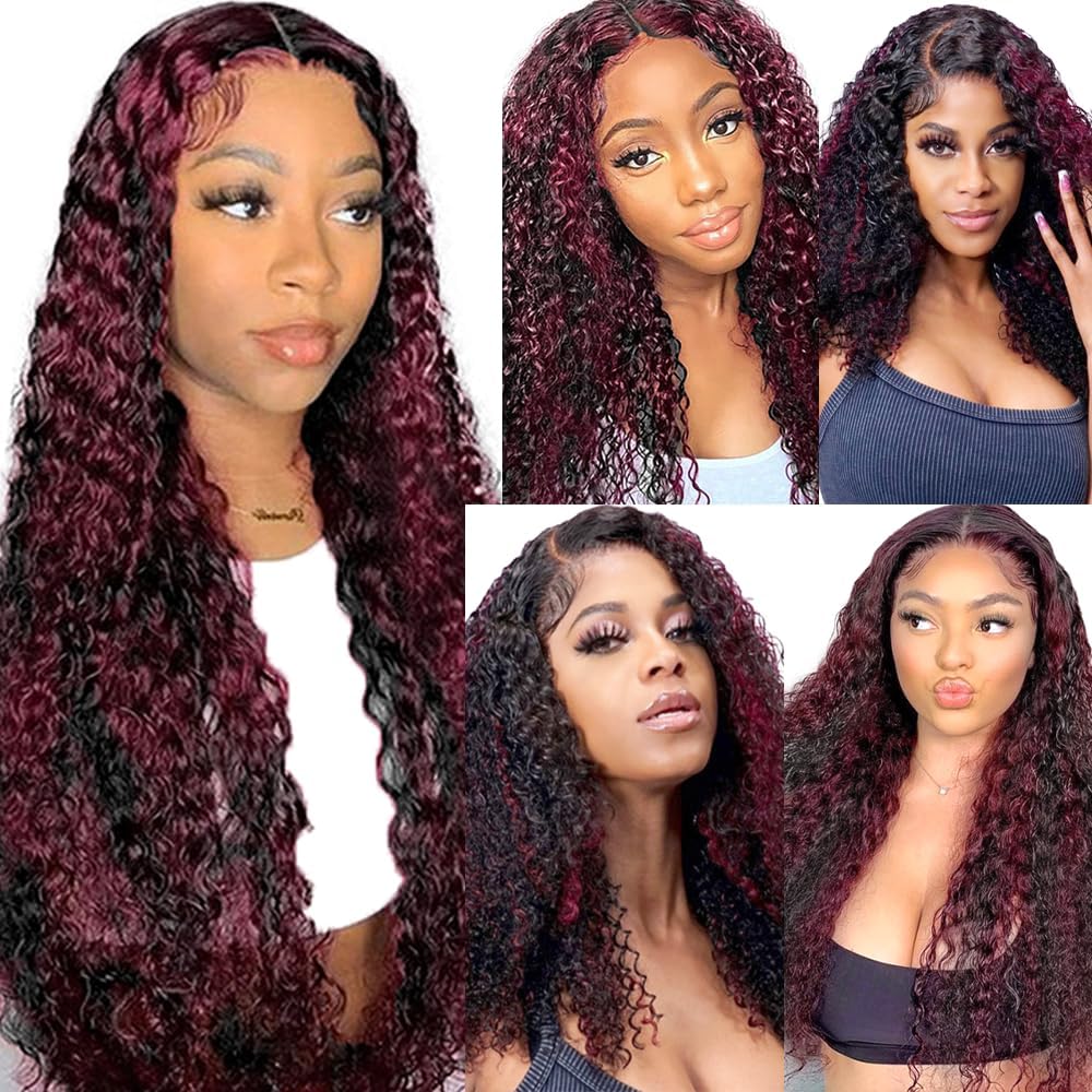 Lagalaga Bundles Human Hair 14 16 18 Inch Deep Wave Burgundy P1B/99J Human Hair Bundles Unprocessed Brazilian Virgin Hair Quick