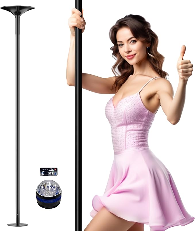 PYY Dance Pole for Home - Adjustable & Portable Dance Pole for Gym Studio Pub, Chrome Finish, Spinning & Static Modes, No ...