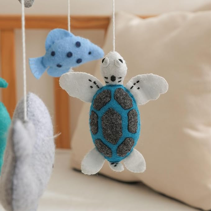 Baby Crib Mobile, Felt Ocean Mobile for Boys and Girls, Baby Mobile for Bassinet, Baby Bedroom Hanging Nursery Decor Gift Set