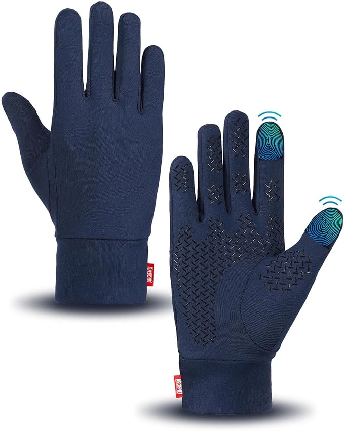 Aegend Lightweight Winter Gloves for Men Women, Warm Running Gloves Touchscreen Thermal Glove Liners for Cold Weather Driv...