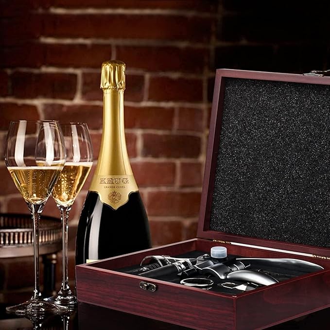 Wine Opener,Wine Bottle Opener, Wine Accessories Areator Wine Opener Kit, Red wine Corkscrew Set with Wood Case,Wine Gift with Luxury Packaging