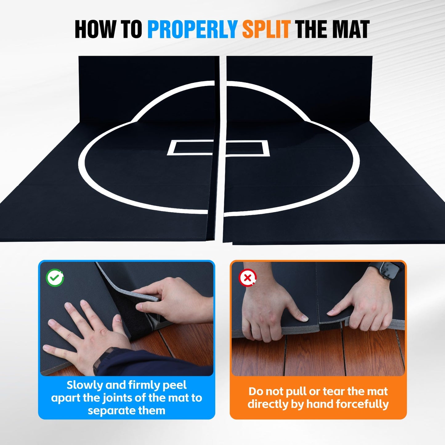 HESMAX 10' x 6.5' Wrestling Mat, Foldable Martial Arts Thick Mat, XPE Foam Wrestling Mats for BJJ, MMA, Jiu Jitsu, Judo & Grappling 1p1