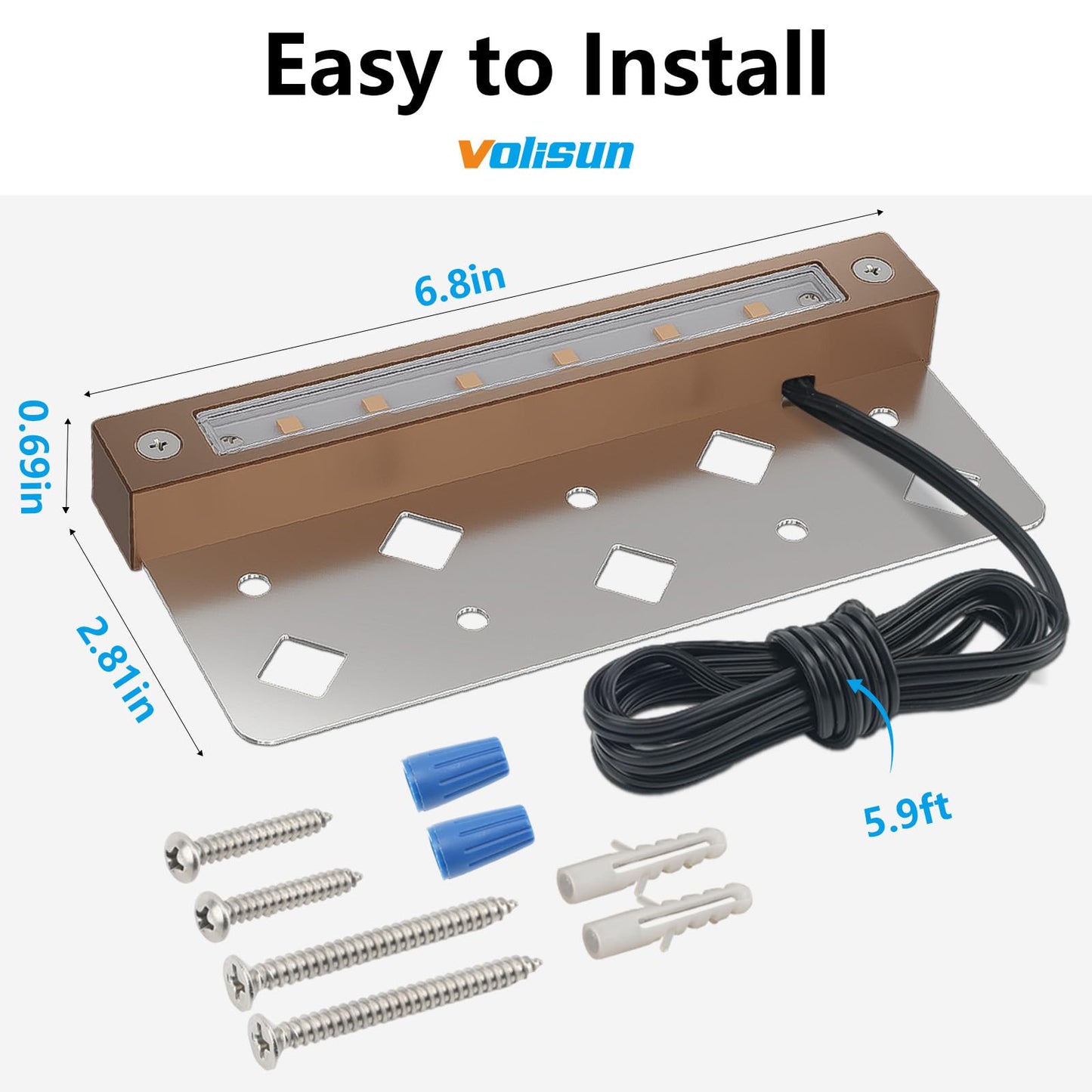 Volisun 12 Pack 7 Inch Retaining Wall Lights  Waterproof Led Hardscape Lighting  Cuttable Low Voltage Landscape Lighting  12V Paver Lights  3W Outdoor Step Lights  5000K Daylight  Etl