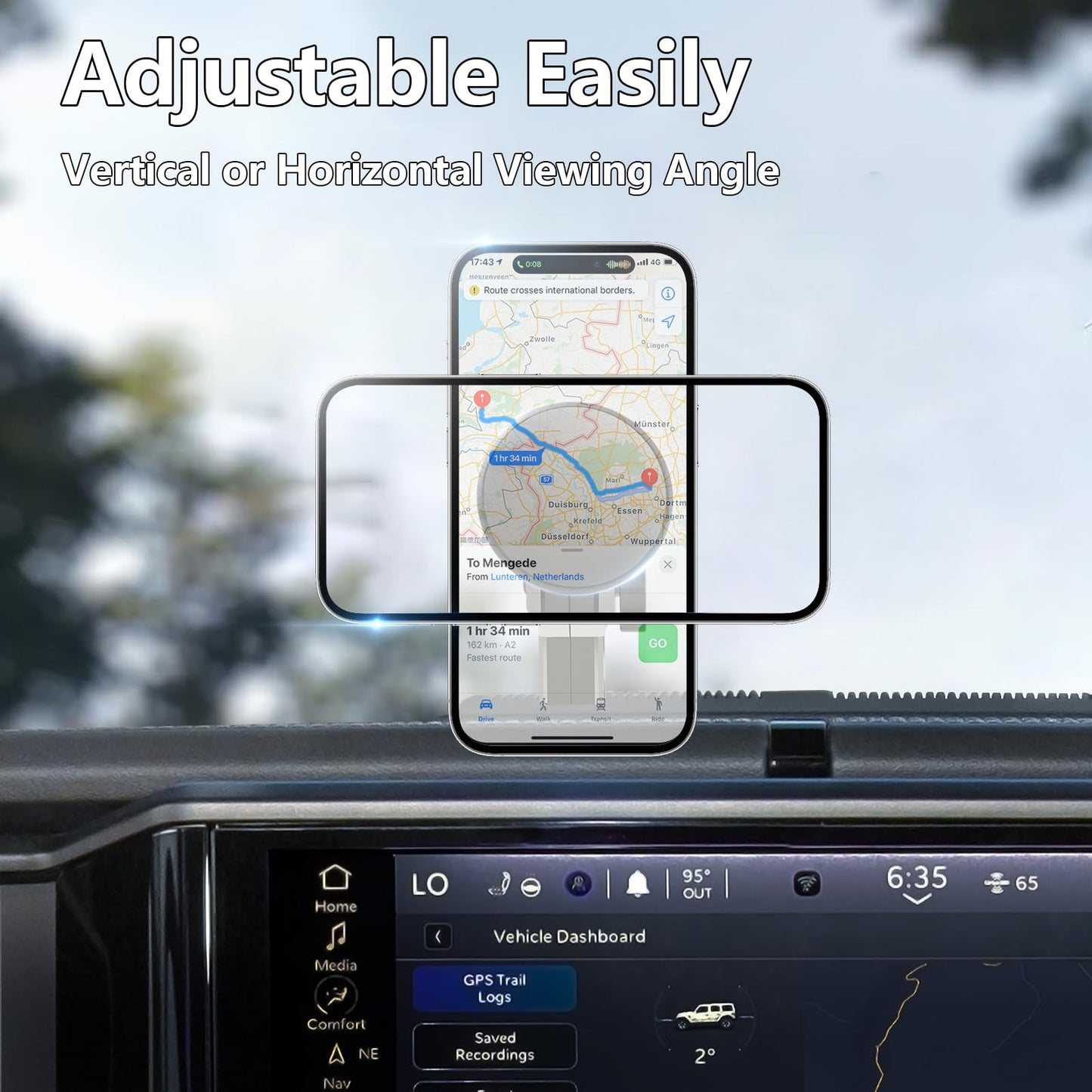 Zkjayoe For Jeep 2024 2025 Wrangler Jl Jlu Jt 4Xe Phone Mount - Dashboard Phone Holder For Jeep Wrangler Gladiator 2/4 Door Acce