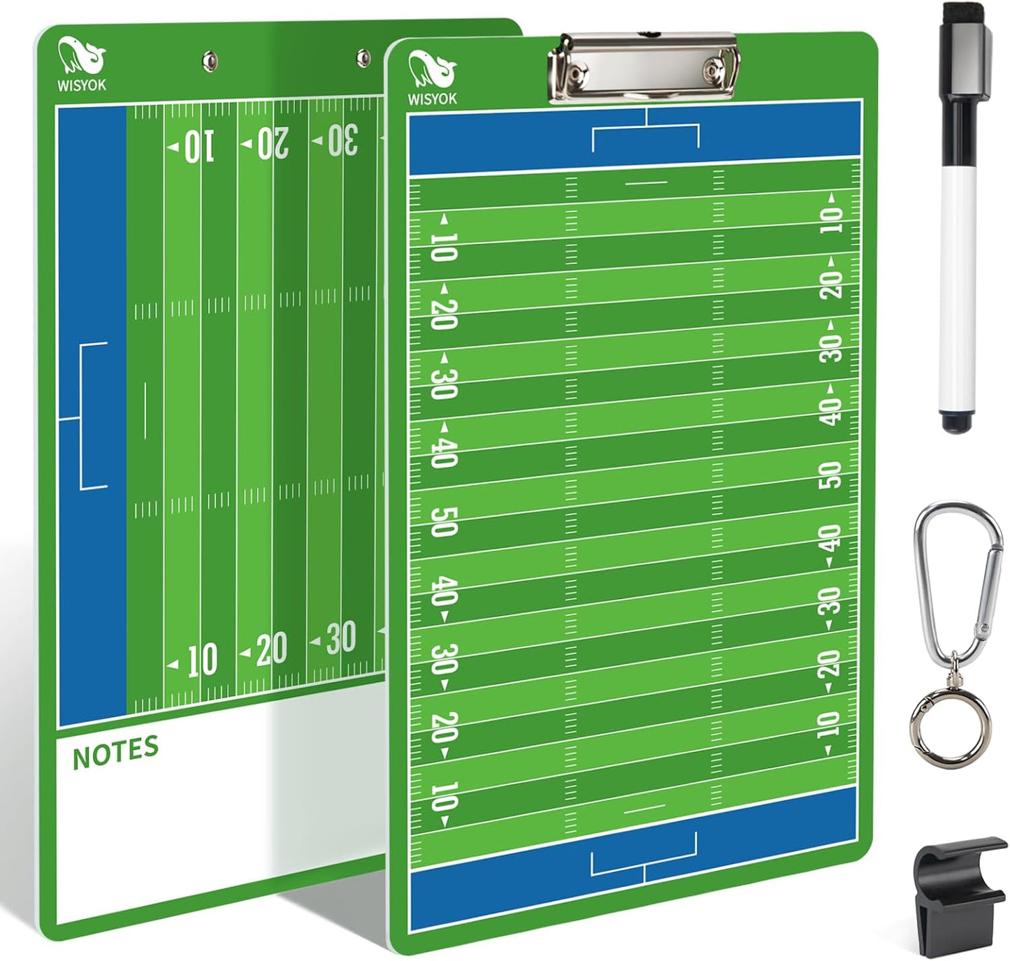 WISYOK Double-Sided Football Dry Erase Clipboard for Coaches, Ideal Coach Gift