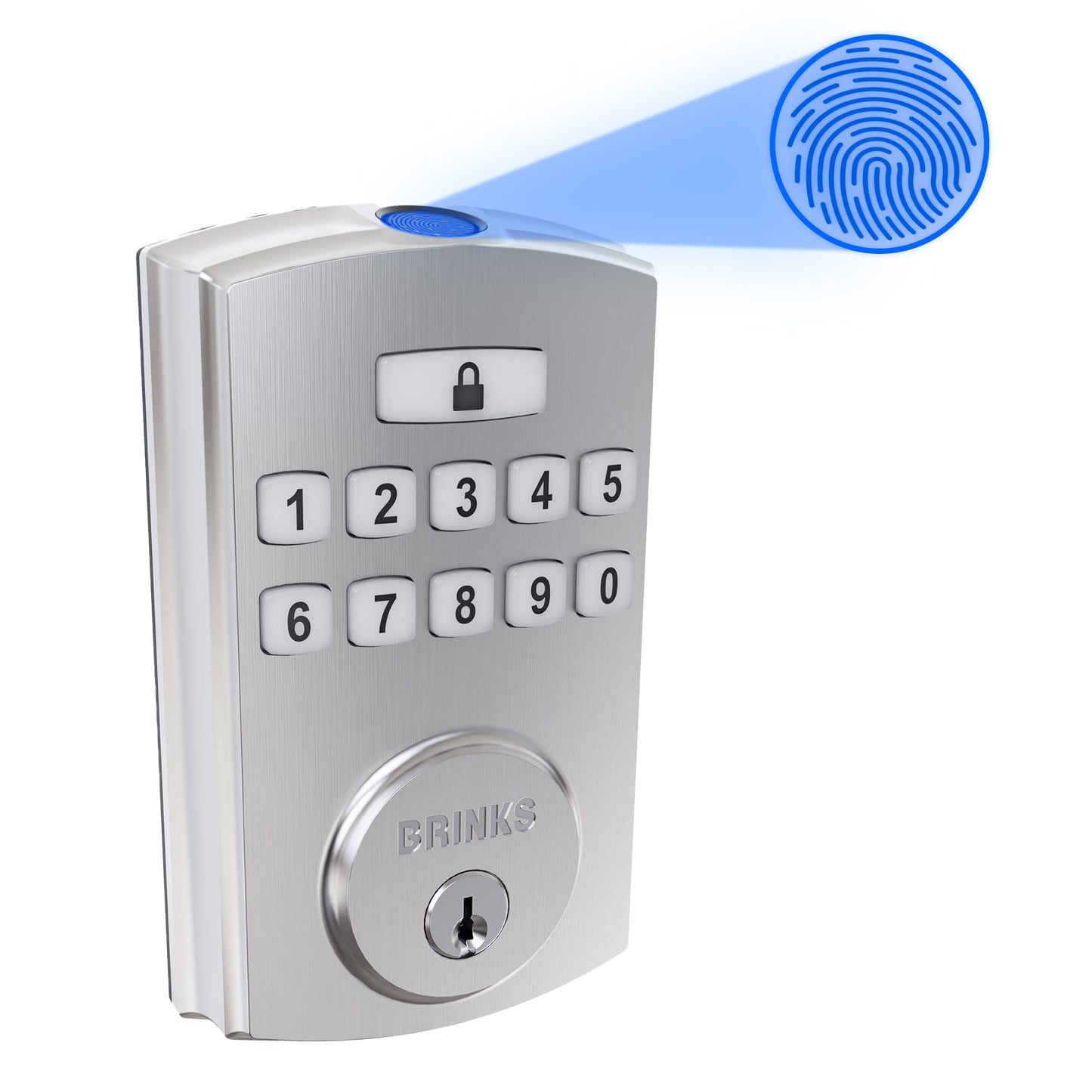 BRINKS Security Door Locks, High-Security Keyless Entry, Smart Electronic Door Lock with Deadbolt, Up to 50 Codes, Automatic Locking (Deadbolt, Satin Nickel)