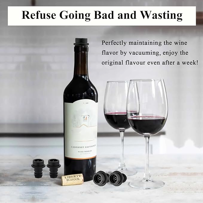 8 PCS Wine Vacuum Stoppers, Keep Wine Fresh for up to 7 Days - 8 Vacuum Stoppers, Wine Pump and Wine Vacuum Stopper, Reusable for Wine Saver, Wine Stoppers for Wine Bottles（Not Include Pump）