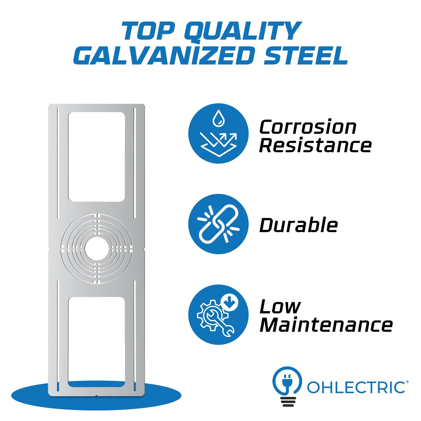 Ohlectric 24-Pack New Construction Recessed Light Mounting Plates  Flat Steel Rough-In Brackets - Symmetric Round Holes W/Multiple Cutouts 2  Til 6  Adjustable Panel For Led Wafer & Recessed Lighting