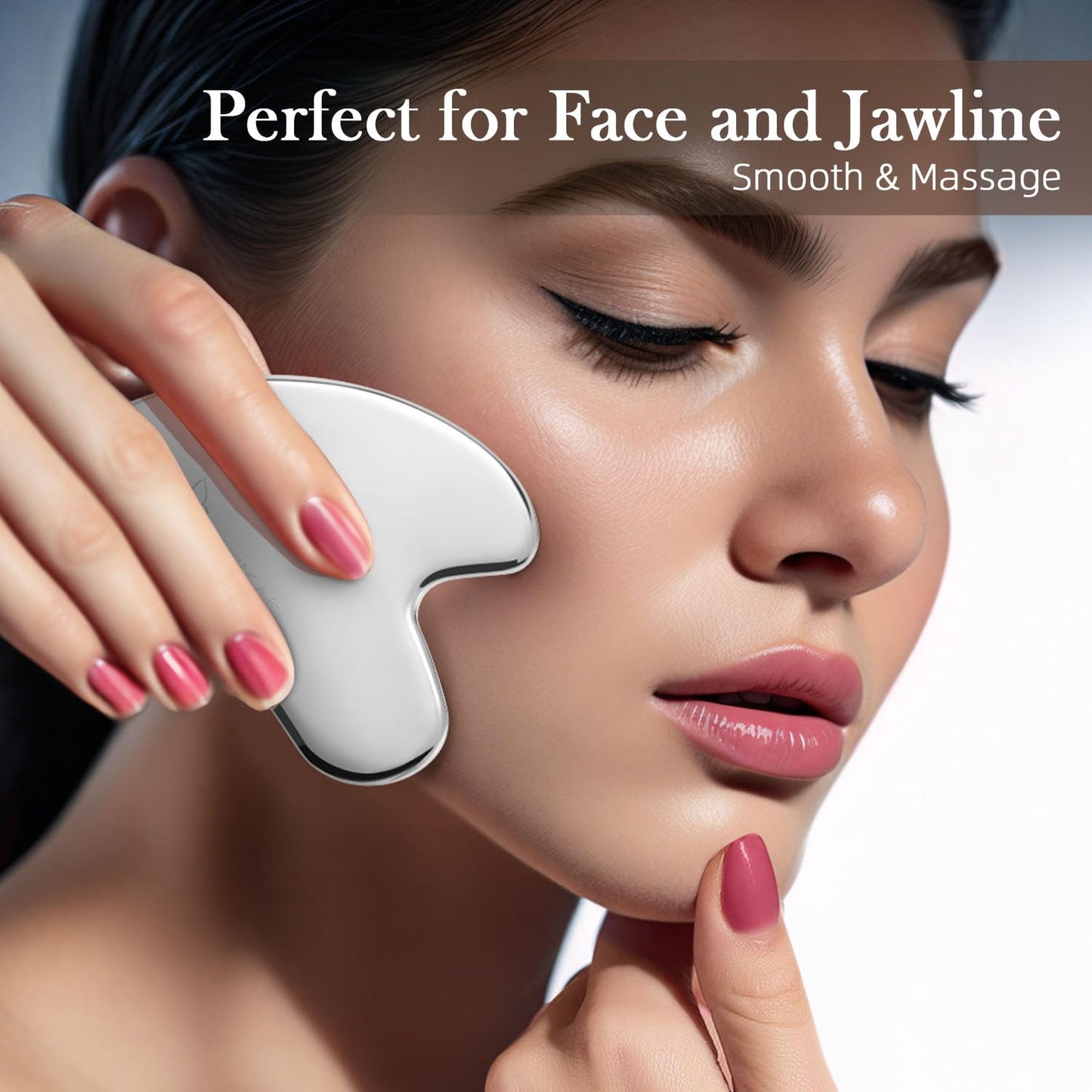 BESKAR Gua Sha Facial Tools, Stainless Steel Guasha Massage Sticks for Jawline Sculpting, Tighten Face Skin and Reduce Wrinkles,