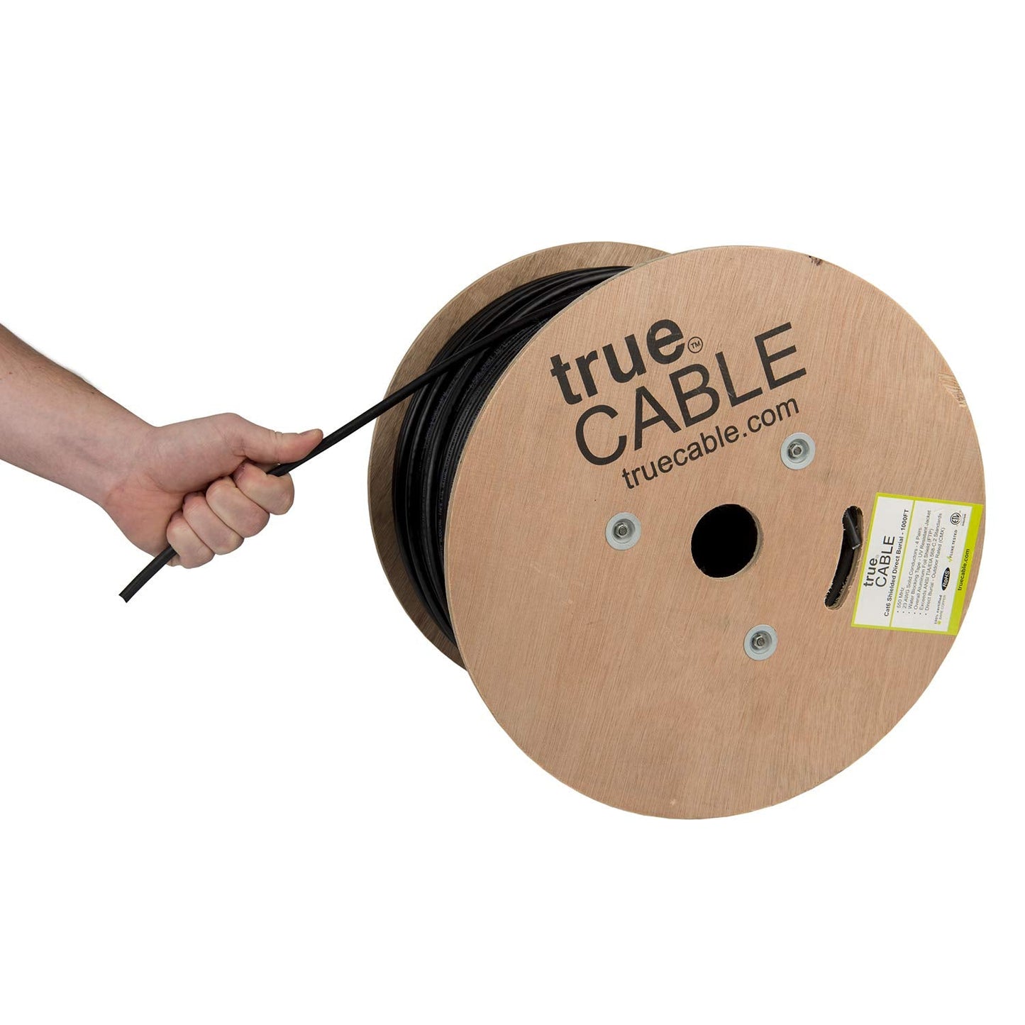 True Cable Cat6 Direct Burial Outdoor Bulk Ethernet Cable, Shielded F/Utp, 1000Ft, Black, 23Awg Solid Bare Copper, Heavy Duty Ou