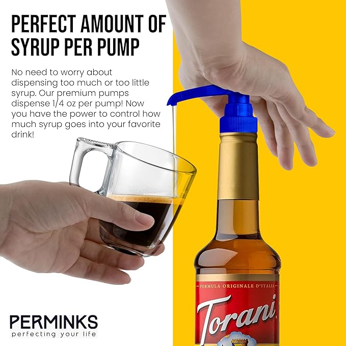 Syrup Pumps (Variety Pack of 7 colors) Compatible with Torani & Davinci 750ml Bottles-Ideal Coffee Syrups，Snow Cones，Flavorings，Coffee Bar Accessories-No Clogging，Spilling or Dripping
