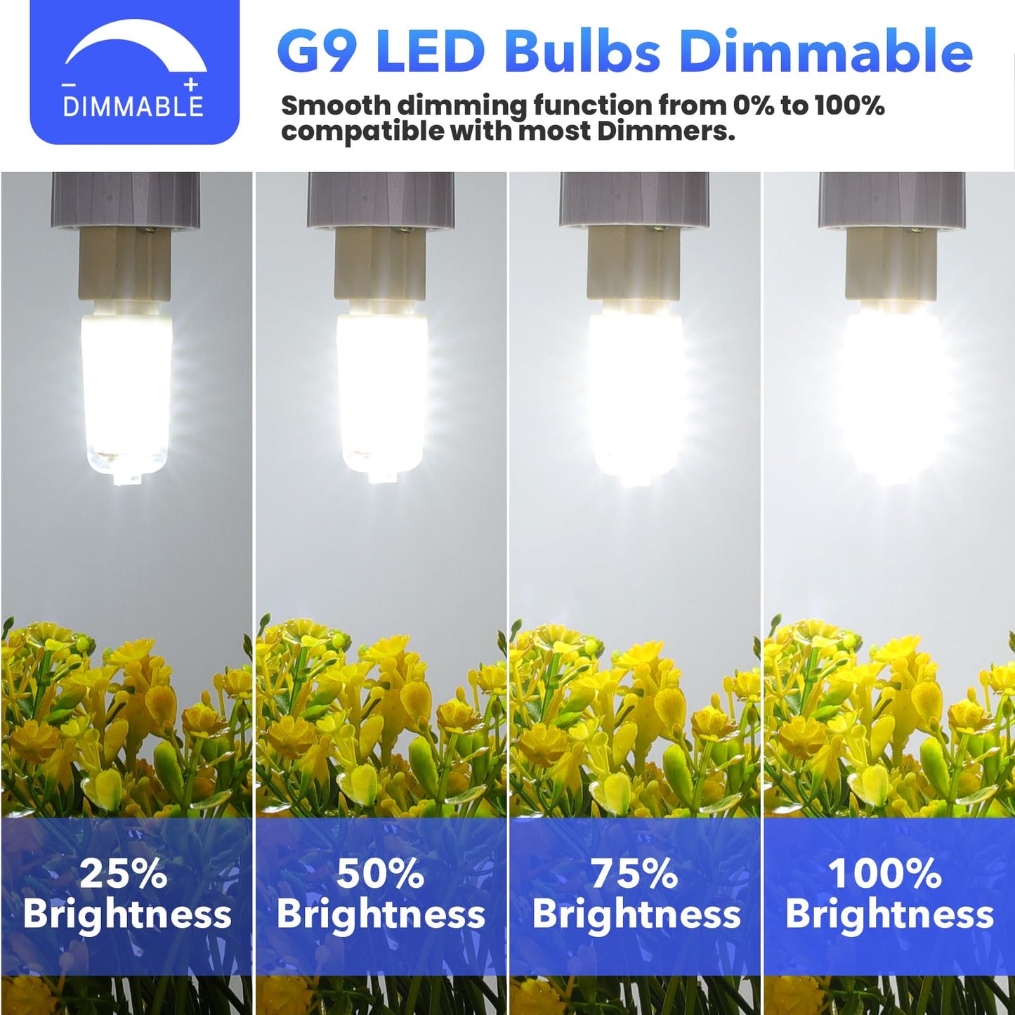 MAXvolador G9 LED Bulb Dimmable, Daylight White 6000K, 40W T4 Halogen Equivalent, Bi Pin Base 4W G9 Light Bulbs for Chandelier Lighting, 400LM, 6 Pack