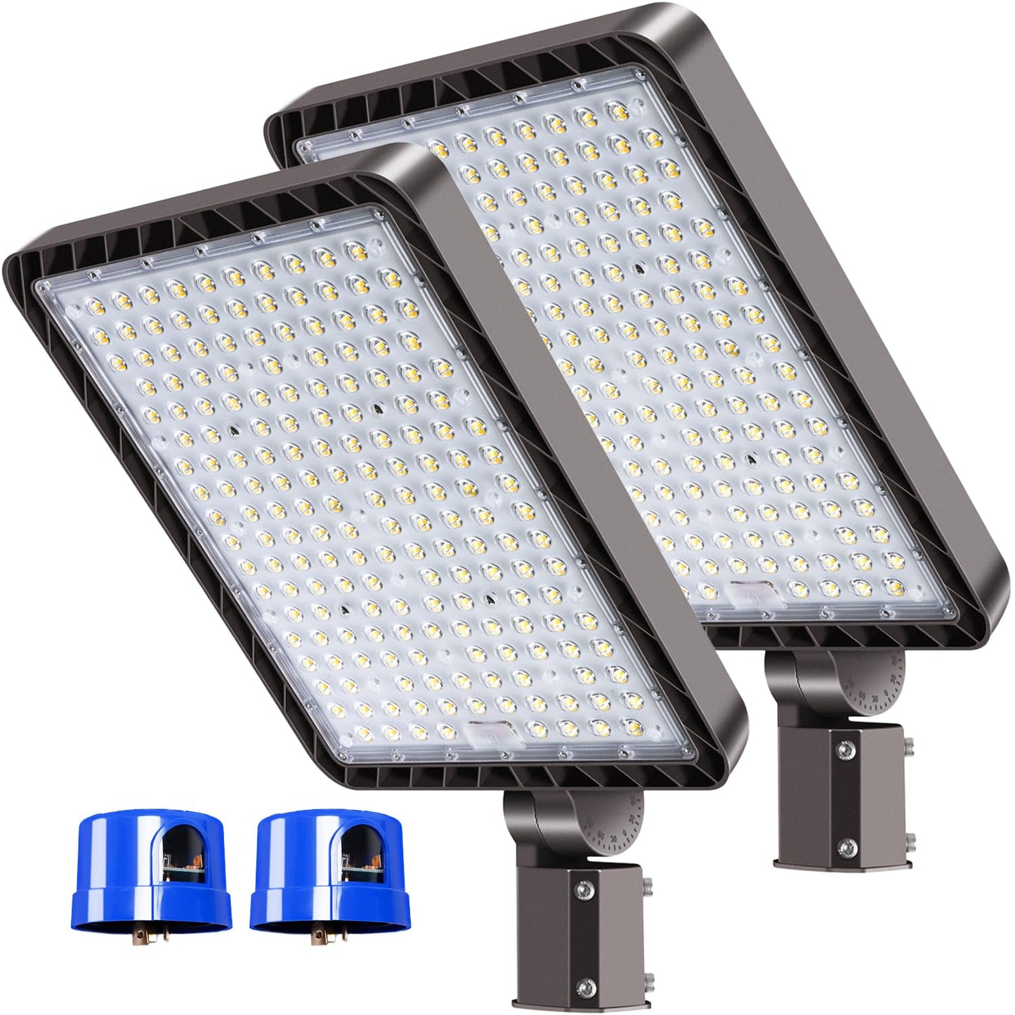 Biritalo 480W Led Parking Lot Light 72000Lm Dusk To Dawn Outdoor Led Flood Stadium Light Commercial 100V-277V 5000K Ip65 Waterproof Large Building Shoebox Pole Slip Mont Lighting For Yard Barn 2 Pack