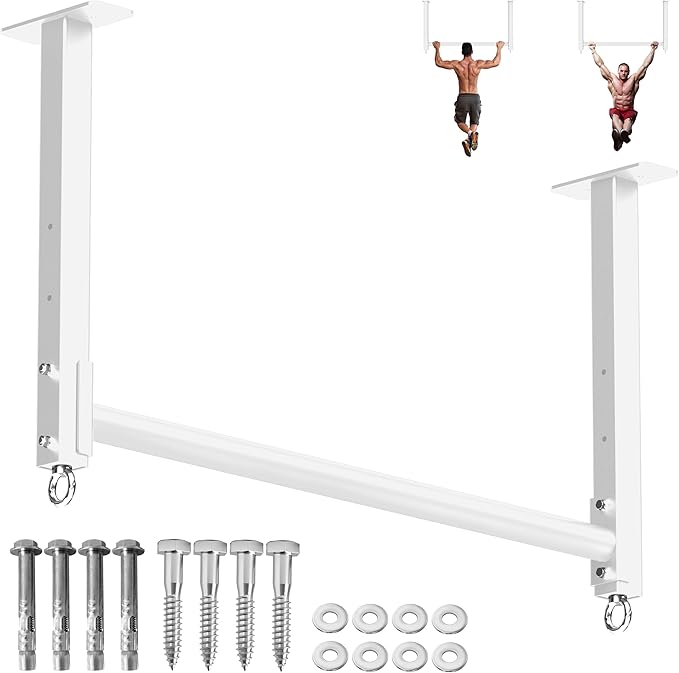 HWOOUSA Ceiling Mounted Pull Up Bar, Heavy Duty 700 LBS Multi Grip Pull Up Bars, 16"/24" Rafter Chin Up Bar, Ceiling Joist...