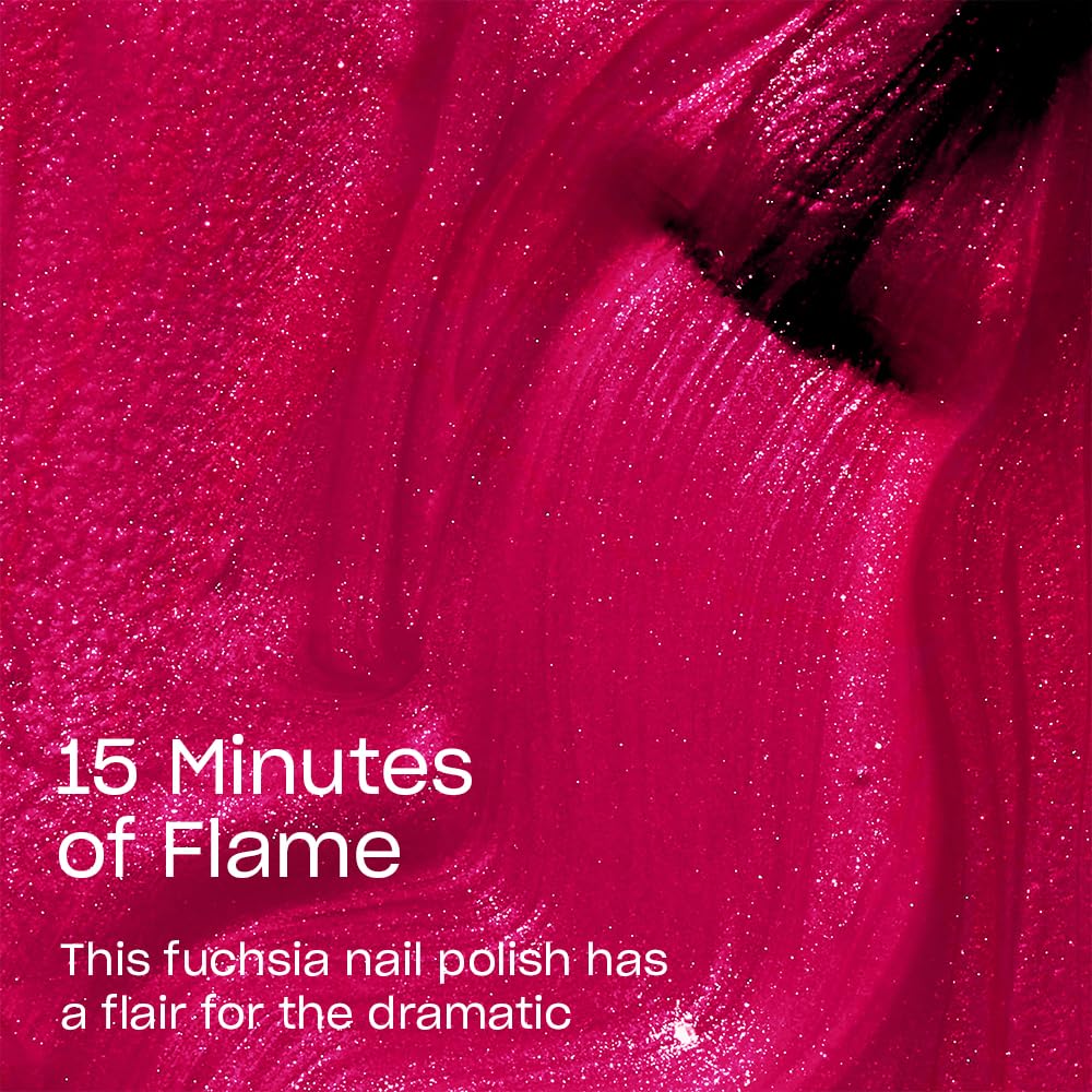 OPI Nail Lacquer 15 Minutes of Flame | Opaque Bright Pink Shimmer Chip Resistant Nail Polish | Hollywood Collection