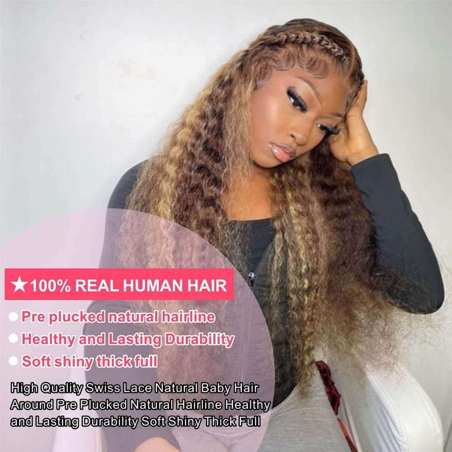 Peenoll Highlight Dark Brown Chocolate P4/30 Jerry Curly Wig Glueless Wigs Human Hair Pre Plucked Pre Cut Lace Closure Glueless