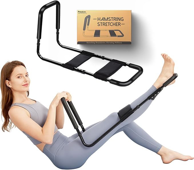 PressLoo Hamstring Stretcher for Knee Extension & Pain Relief, Adjustable Low Back, Calf, Leg & Hip Stretching Device for ...