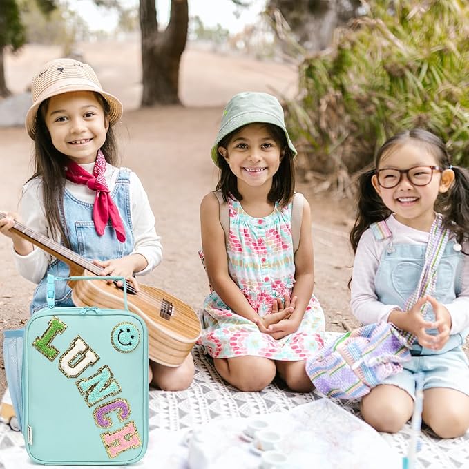 Insulated Lunch Bag for Women Girl Teen large Insulated Kid Lunch Bag,Large Reusable Cute Cooler Bag for School Work Picnic,Baby Green