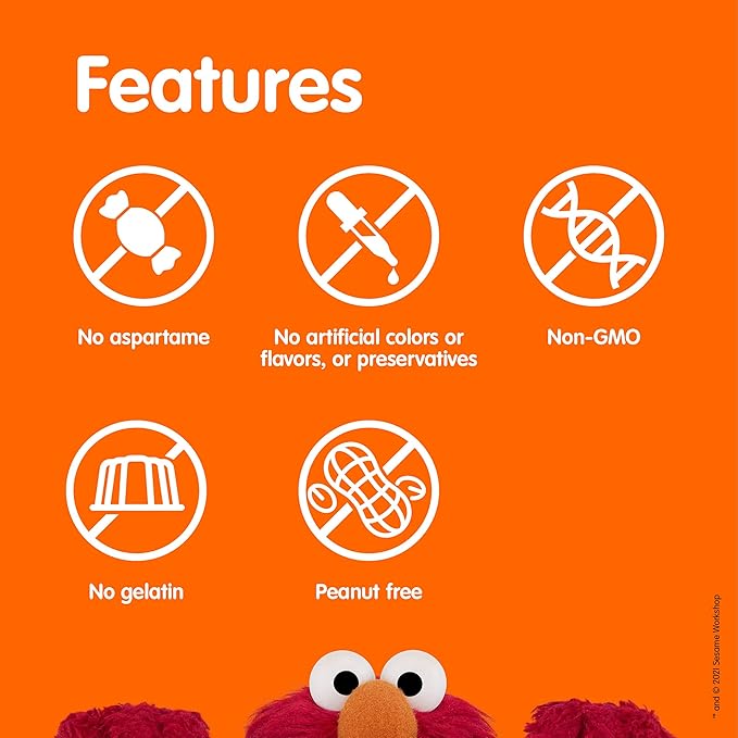 Webber Naturals Sesame Street Vitamin D3 Gummies for Kids 2+, 600 IU of Vitamin D per Gummy, 6 Month Supply, Free of Gluten, Dairy, Peanut & Gelatin, Immune, Bone and Teeth Support, 180 Gummies