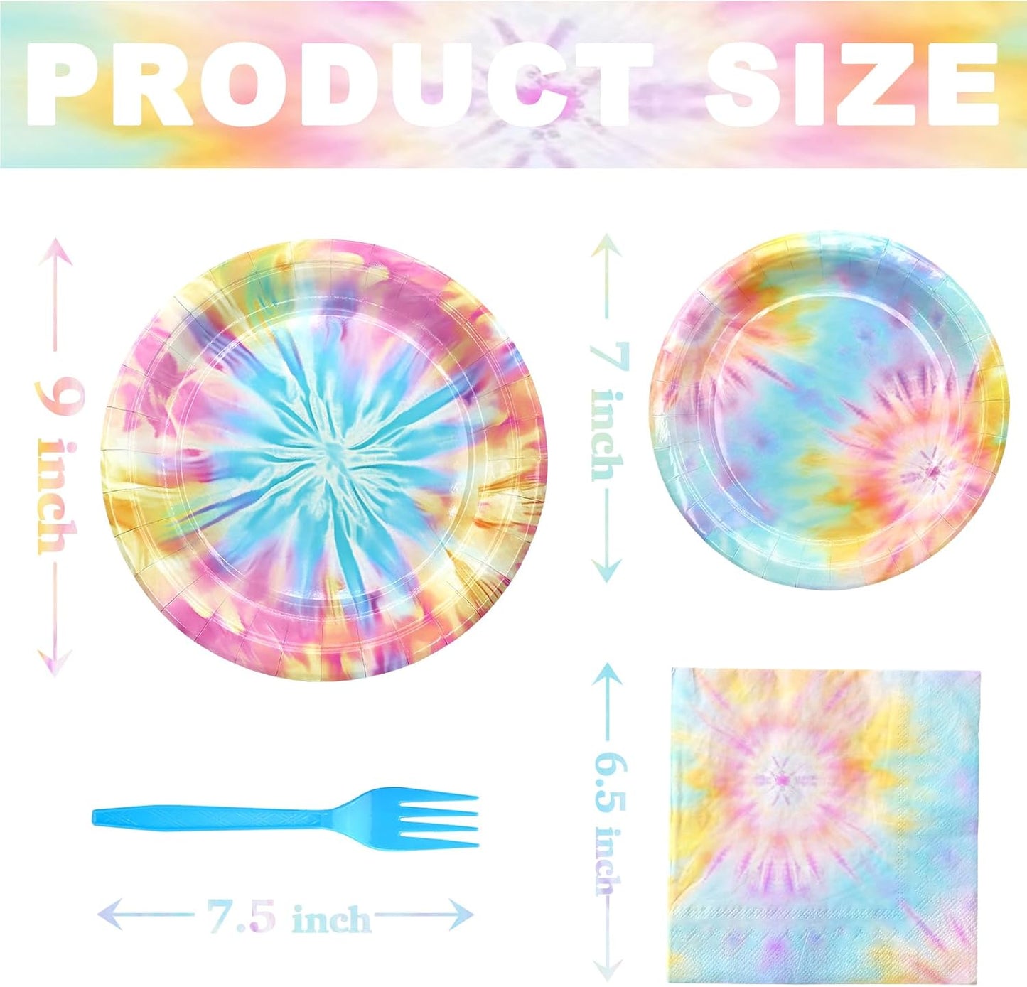 Tie Dye Party Decorations Set - Fun Tie Dye Party Plates, Napkins, and Forks for a Vibrant Celebration - Disposable Tie Dye Party Supplies for Birthdays and Events