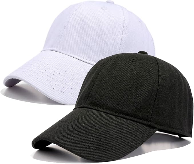 Mytephoon 2 Pack Cotton Plain Baseball Caps for Men Women, Adjustable Soft Blank Hat, Gift for Dad Mom Husband Wife