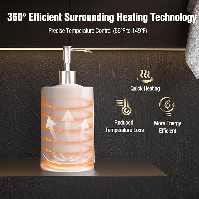 Massage Oil Lotion Warmer, Massage Oil Heater for SPA Massage Therapy and Personal Use, Portable Body Oil Warmer Dispenser with Two Massage Bottles, Adjustable Temperature(86-149°F), White