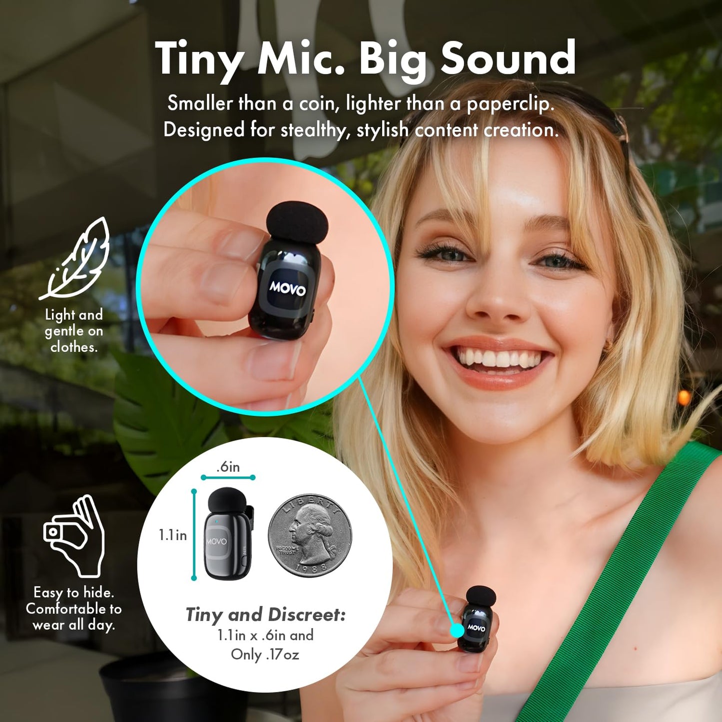 Movo Nanomic Dual Lightning Wireless Microphone For Iphone 14 And Below- Lavalier Mic For Iphone, Great For Vlogging, Tiktok, Co