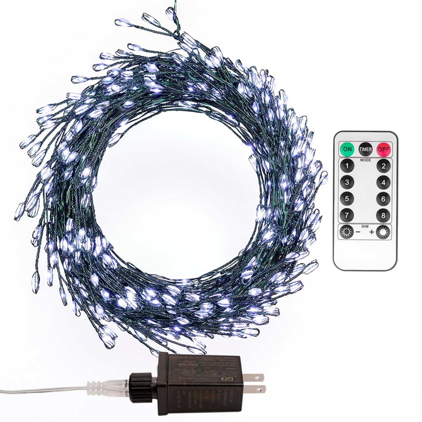 Zeluxdot Fire er Fairy Lights, 20Ft 200 Leds, Waterproof Cool White Twinkle Lights With Remote For Indoor/Outdoor Decor