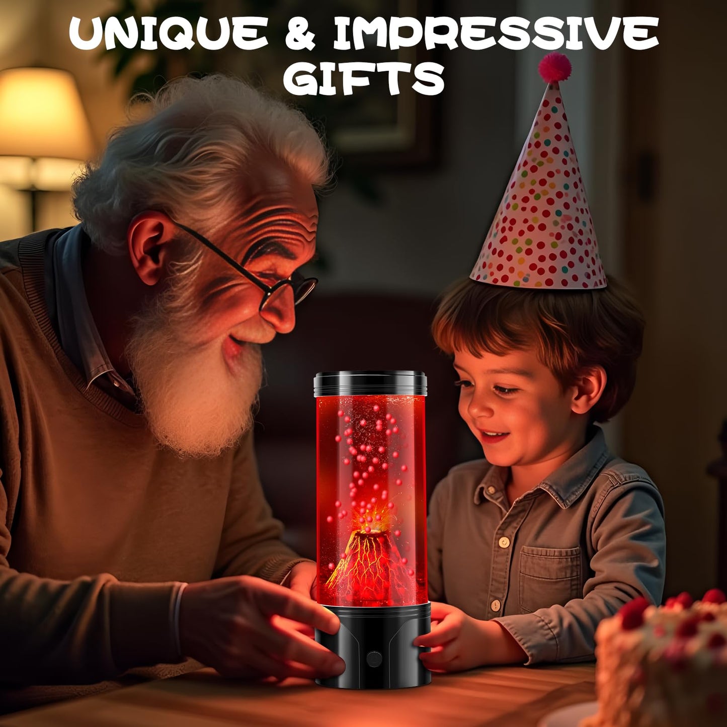 ONXE Volcano Eruption Lamp Science Kit - STEM Night Light, 8.7in Leak-Proof, USB/Battery, Gift Ready