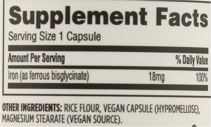 365 by Whole Foods Market, Iron Chelated 18Mg, 100 Veg Capsules (Pack of 2)