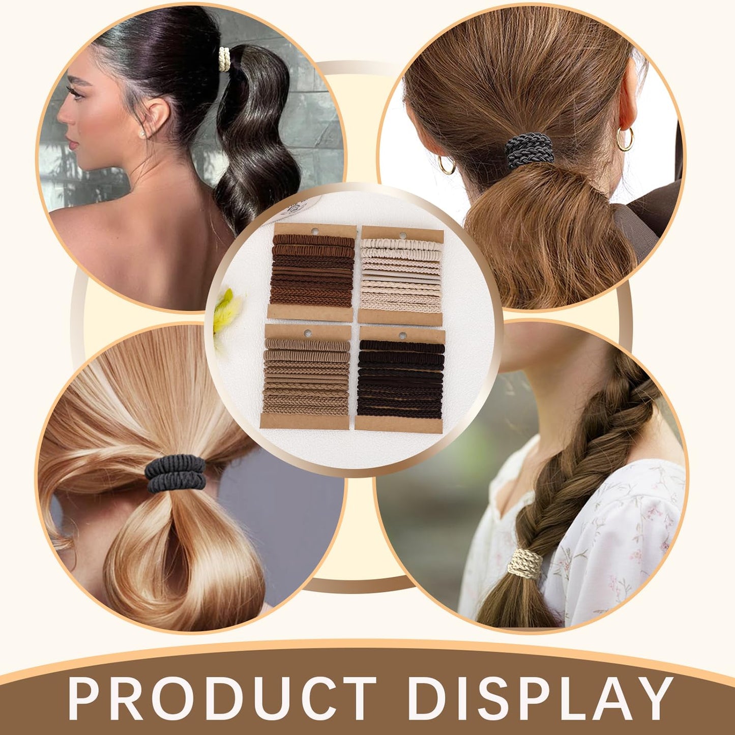 Pony tails hair ties for thick or thin hair, no damage,black,white strong bands for women or girl, Boho 40pcs,elastics hairtyes