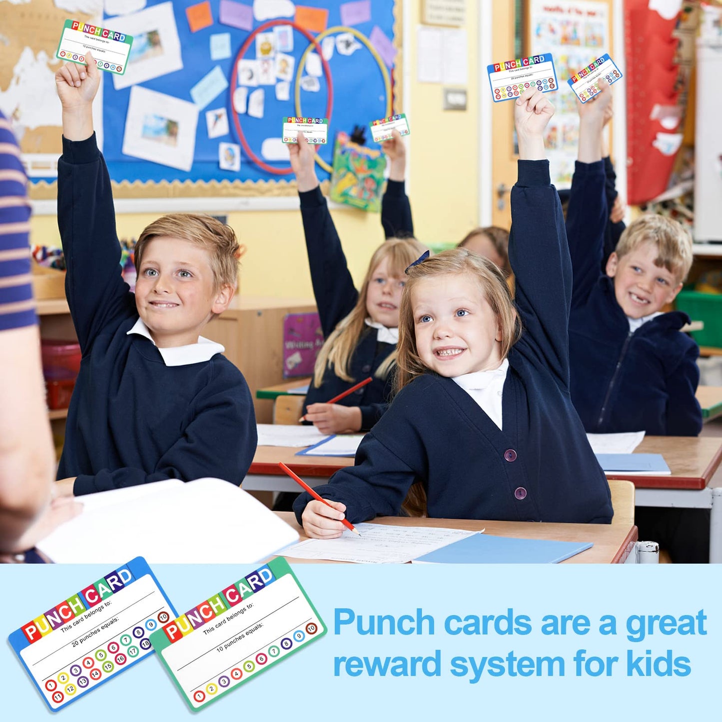 Punch Cards for Classroom, 240 Pack Kids Behavior Reward Punch Cards, Incentive Punch Card for kids, Business, Students, Teachers, 2 Styles